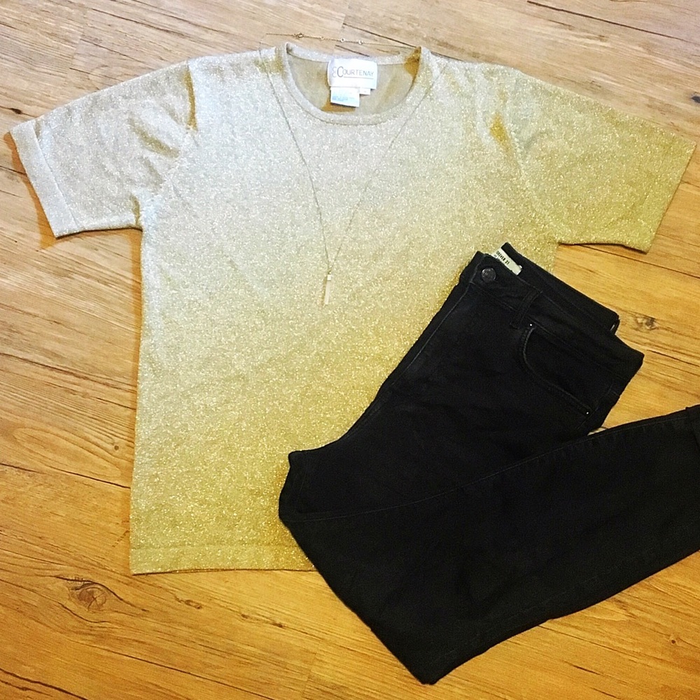 CC Courtenay Vintage Gold Shimmer Sweater Top